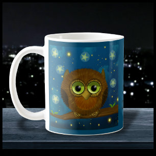 Taza De Café Búho marrón lindo de noche