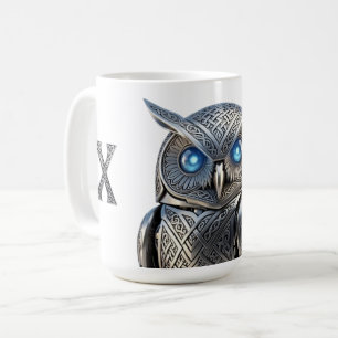 Taza De Café Búho Mecánico Celta Plateado Steampunk