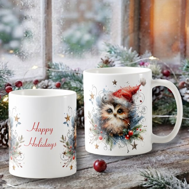 Taza De Café Búho Navideño Caprichoso (Subido por el creador)