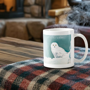 Taza De Café Búho Nival Cielo Invernal Ártico Nieve Verde azula