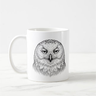 Taza de café Búho Nival - Diseño Blanco y Negro