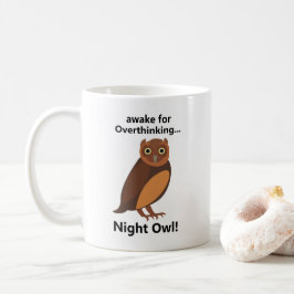 Taza De Café Búho Nocturno Pensativo Divertido