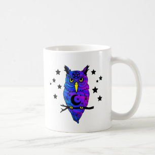 Taza De Café Búho pagano psicodélico azul