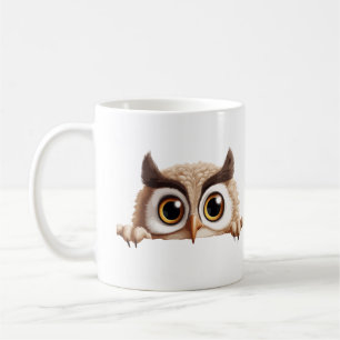 Taza De Café Búho Peeking Cute Adorable Gracioso Personalizado 