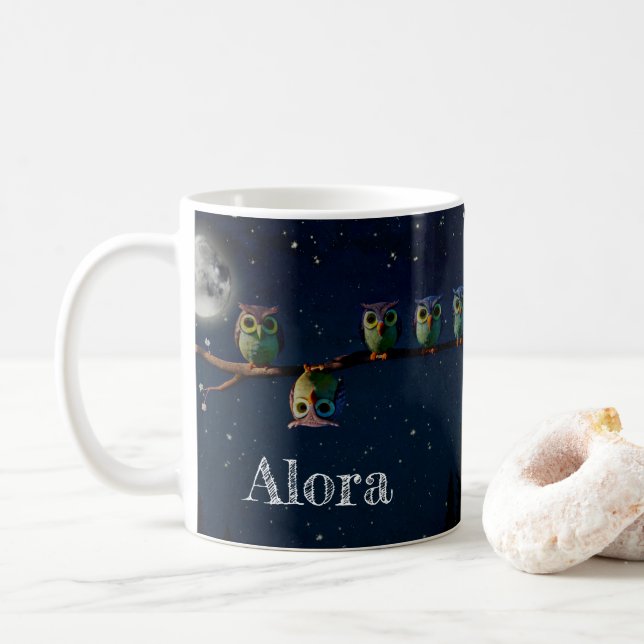 Taza De Café Búho que es diferente con el collage de ofertas ún (Con donut)