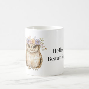 Taza De Café Búho que lleva flores