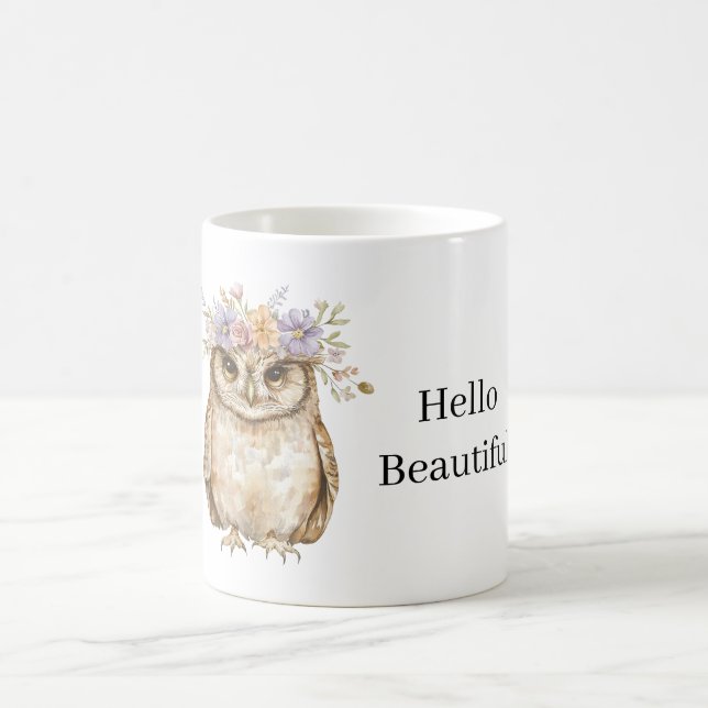 Taza De Café Búho que lleva flores (Centro)