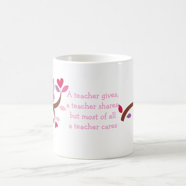 Taza De Café Búho sabio que un profesor cuida (Centro)