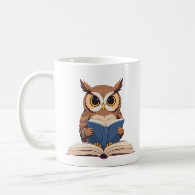 Taza De Café Búho siempre ama la lectura, la música clásica (Izquierda)