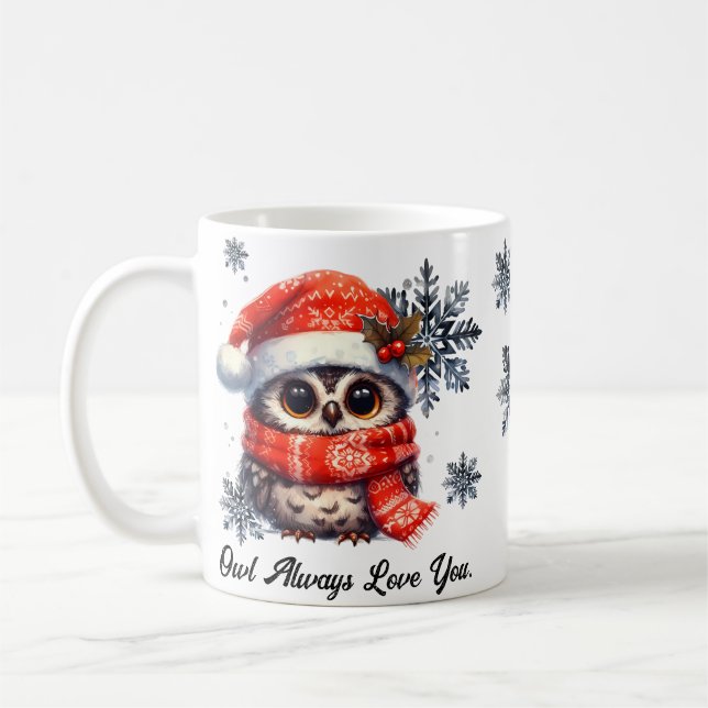 Taza De Café Búho siempre te quiere Navidades Mug (Izquierda)