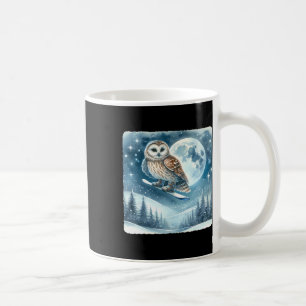 Taza De Café Búho Snowboard Sobre El Paisaje De Las Nieves A La