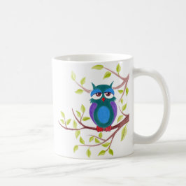 Taza De Café Búho somnoliento sobre un personalizado de árbol