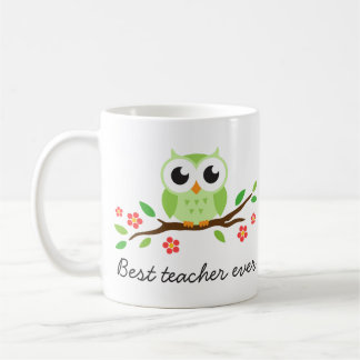 Taza De Café Búho verde en el mejor texto del personalizado del