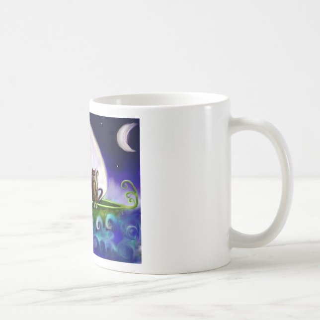 Taza De Café búho y el ilustracion vibrante moderno del minino (Derecha)