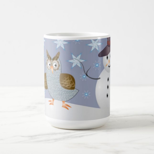 Taza De Café Búho y el muñeco de nieve (Centro)