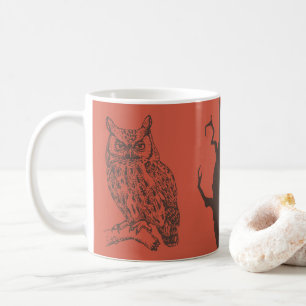 Taza De Café Búho y Spooky Tree Ilustracion Mug