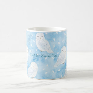 Taza De Café Búhos Blancos Azules