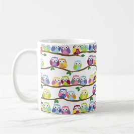 Taza De Café búhos coloridos en una rama