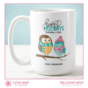 Taza De Café Búhos de invierno personalizables Fiesta de Navida