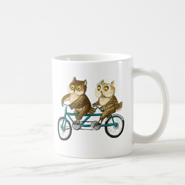Taza De Café Búhos de la bicicleta (Derecha)