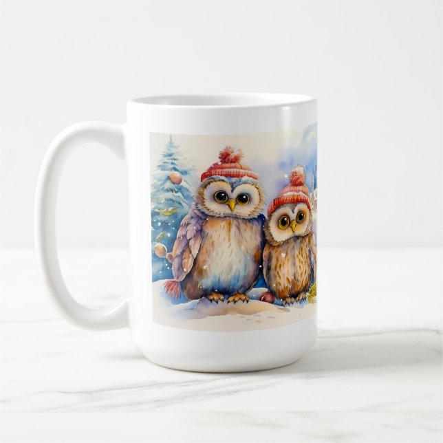 Taza De Café Búhos de Navidad (Izquierda)