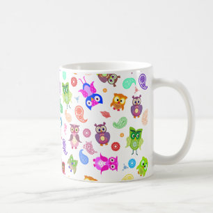 Taza De Café Búhos del arco iris - luz