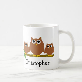 Taza De Café Búhos Marrones Diseño Personalizado