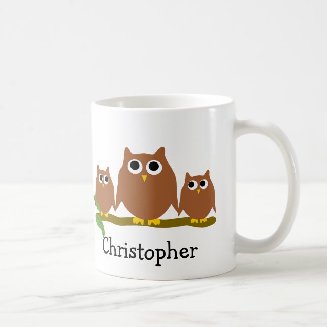 Taza De Café Búhos Marrones Diseño Personalizado (Derecha)