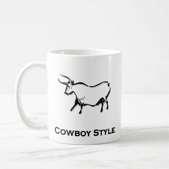 Taza De Café Bull Cowboy Style Black (Izquierda)