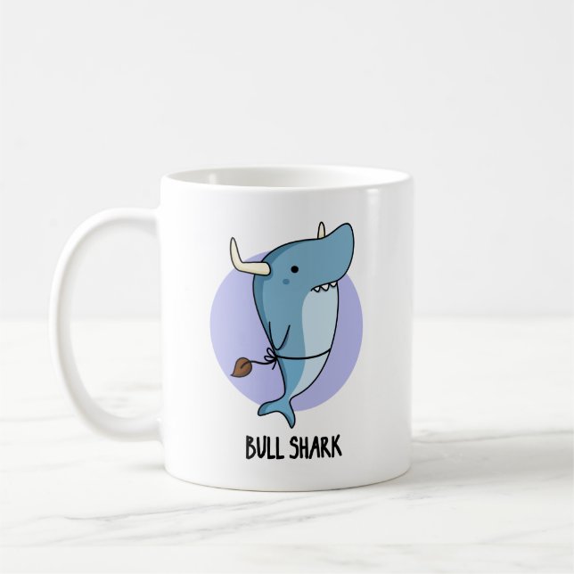 Taza De Café Bull Shark divertido animal tiburón Pun (Izquierda)