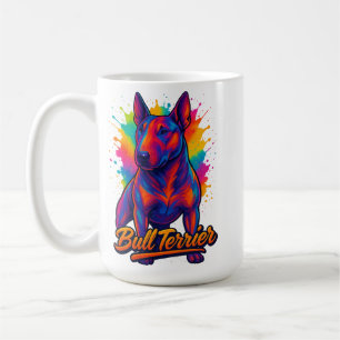 Taza De Café Bull Terrier Neon Pop Art – Colorido Perro Colorid