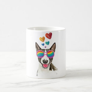 Taza De Café Bull Terrier Perro con Corazones Día de San Valent