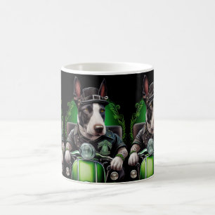 Taza De Café Bull Terrier Perro Conduciendo Bicicleta Día de Sa