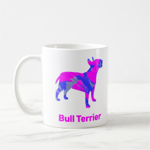 Taza De Café Bull Terrier Perro Rosa Caliente y Azul Blanco