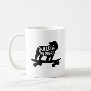 Taza De Café Bulldog a bordo   Skateboarding Dog Silhouette