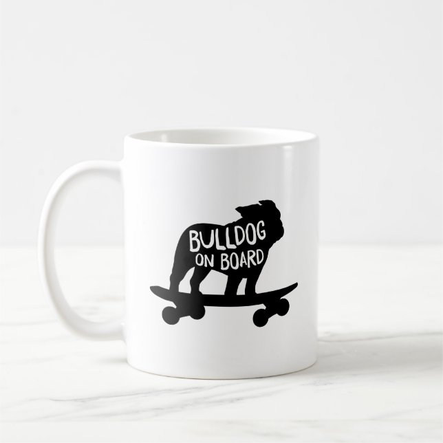 Taza De Café Bulldog a bordo | Skateboarding Dog Silhouette (Izquierda)