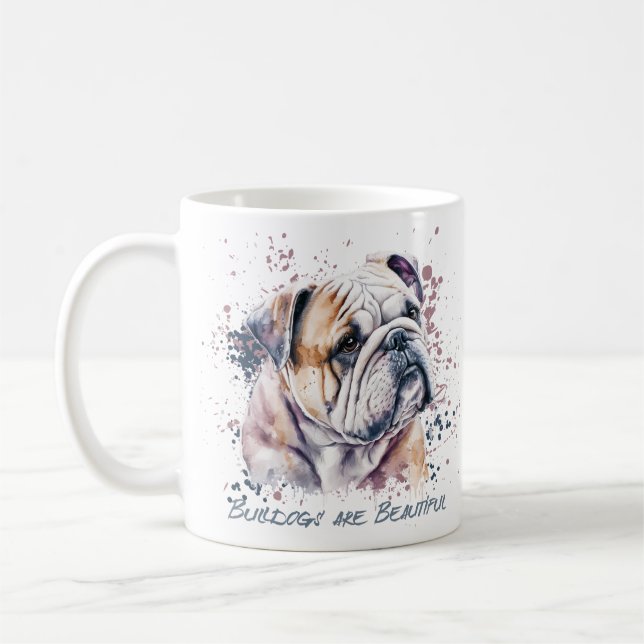 Taza De Café Bulldog acuarela (Izquierda)