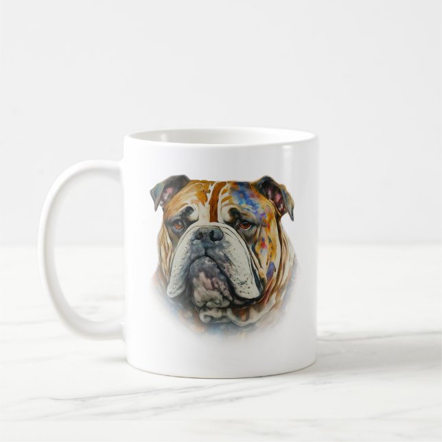 Taza De Café Bulldog acuarela (Izquierda)