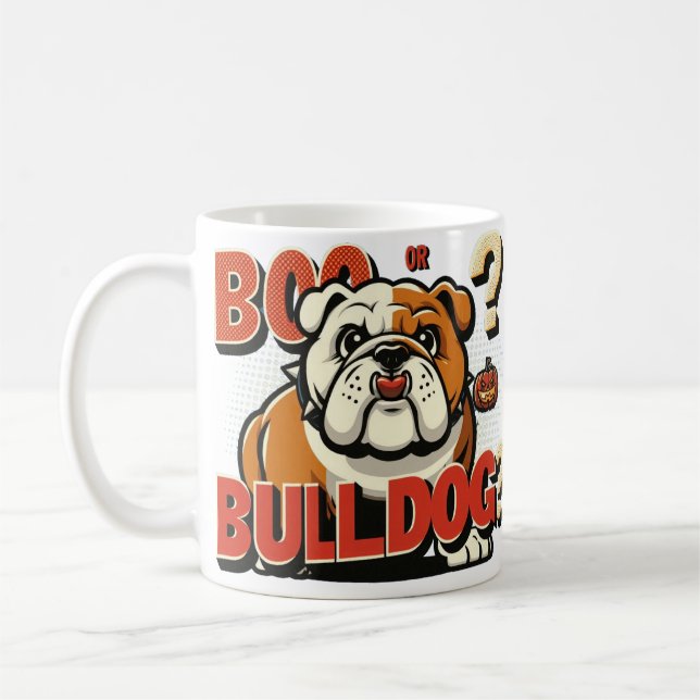 Taza De Café Bulldog audaz Arte pop: ¿Boo o Bulldog? Ilustració (Izquierda)
