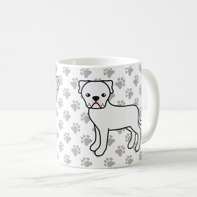 Taza De Café Bulldog blanco americano lindo perro caricaturista (Anverso derecho)