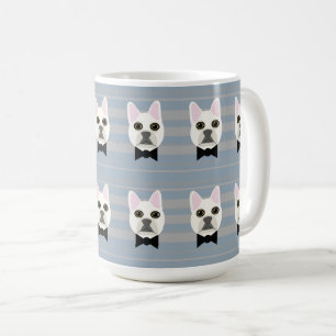 Taza De Café Bulldog blanco francés, rayas