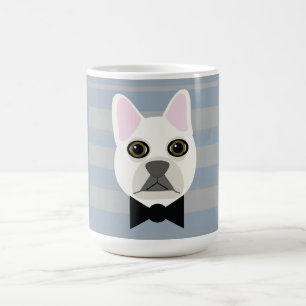 Taza De Café Bulldog blanco francés, rayas