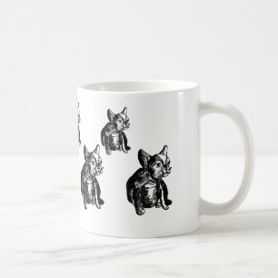 Taza De Café Bulldog Cachorro francés de dibujos de arte a gran