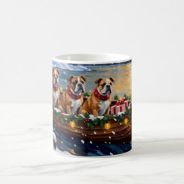 Taza De Café Bulldog Christmas Boat Holiday (Centro)