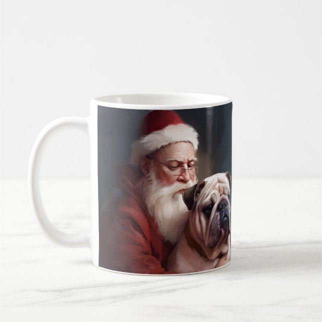 Taza De Café Bulldog Con Navidades Festividades De Santa Claus (Izquierda)