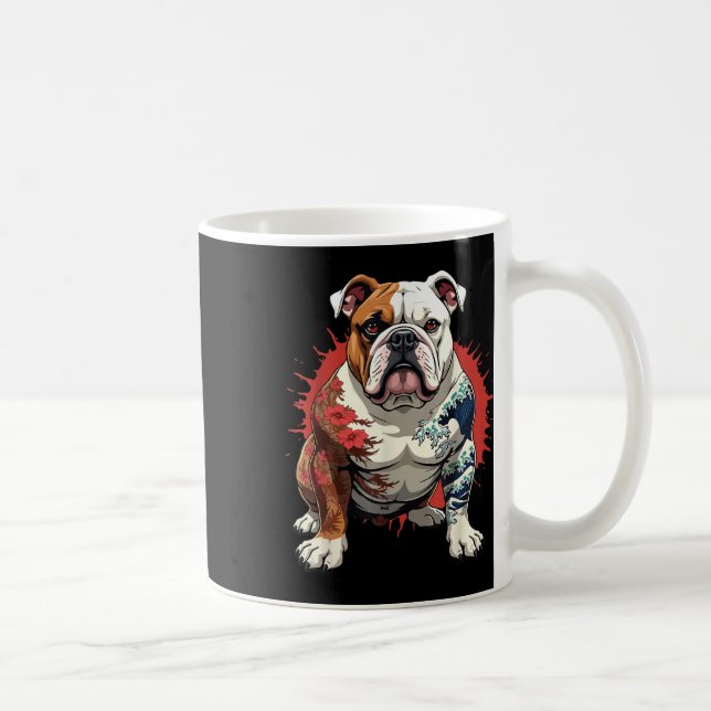Taza De Café Bulldog Con Tattoos Japoneses Perro (Derecha)