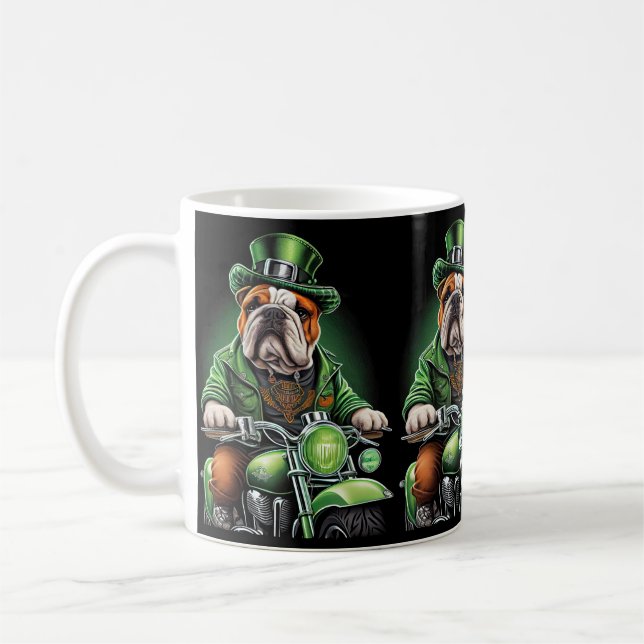 Taza De Café Bulldog conduciendo en bicicleta antes del Día de  (Izquierda)