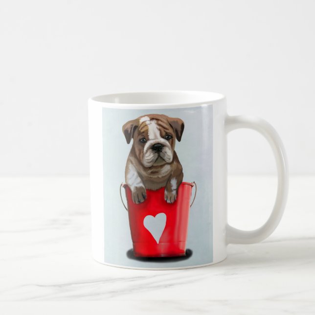 Taza De Café Bulldog Cubo De Amor Rojo 2 (Derecha)