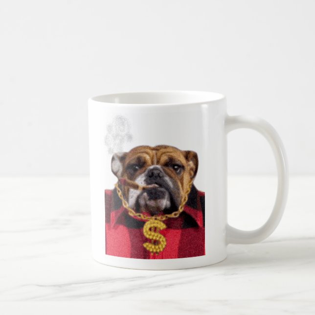 Taza De Café Bulldog de Gangsta que fuma (Derecha)