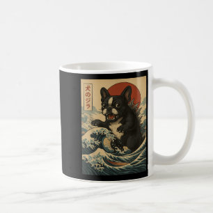 Taza De Café Bulldog de Monstruo de Ola Retro Japonesa